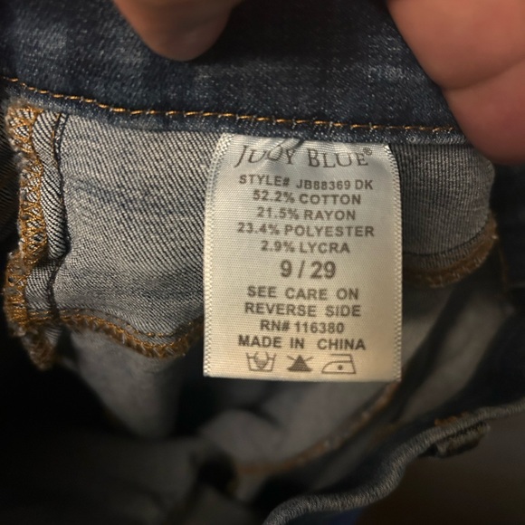 Judy Blue jeans - medium blue distressed pull on style stretch denim - Picture 9 of 12